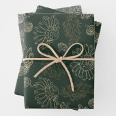 Feuille De Papier Cadeau Chamomille moderne verte à la sauge (En situation)