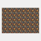 Feuille De Papier Cadeau Champ citrouille effrayant et fleurs (Devant 3)