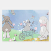 Feuille De Papier Cadeau Champ de lapins de printemps (Devant)
