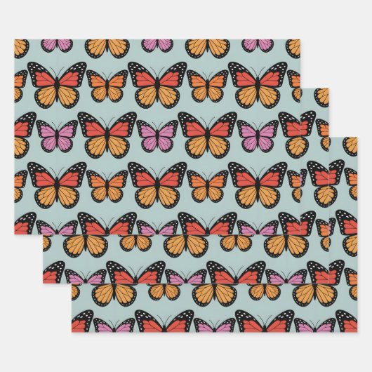 Feuille De Papier Cadeau Champ de Papillons (Lot)