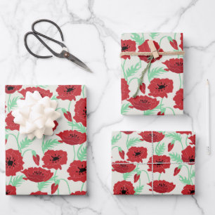FEUILLE DE PAPIER CADEAU CHAMP POPPY