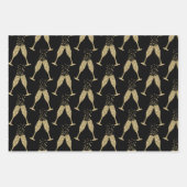 Feuille De Papier Cadeau Champagne Black Gold Bijoux 30e Fête (Devant 3)