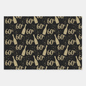 Feuille De Papier Cadeau Champagne Black Gold Bijoux 60e Fête (Devant)