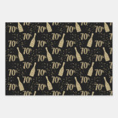 Feuille De Papier Cadeau Champagne Black Gold joaillée 70e Fête (Devant)