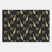 Feuille De Papier Cadeau Champagne Black Gold joaillée 75e Fête (Devant)