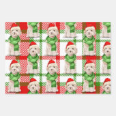 Feuille De Papier Cadeau Champagne Cockapoo Chien de Noël et Plaid (Devant 3)