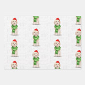 Feuille De Papier Cadeau Champagne Cockapoo Chien de Noël et Plaid (Devant 2)