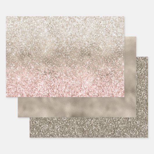 Feuille De Papier Cadeau Champagne Gold Pink White Glitzy Parties scintilla (Lot)