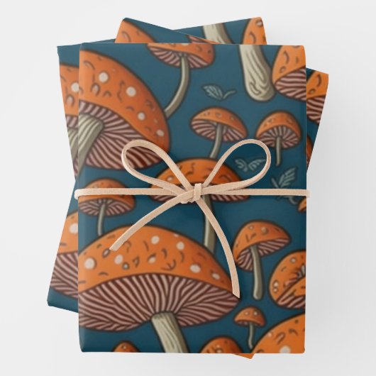 Feuille De Papier Cadeau Champignons (En situation)