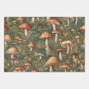 Feuille De Papier Cadeau Champignons Cottagecore