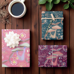 Feuille De Papier Cadeau Champignons enchantés, Flore forestière, Whimsical