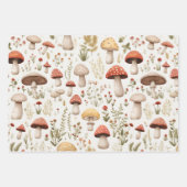 Feuille De Papier Cadeau Champignons et fleurs forestières (Devant)