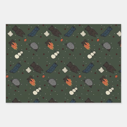 Feuille De Papier Cadeau Champignons mignons et ours, Hérisson, Souris hive (Devant 3)