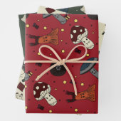 Feuille De Papier Cadeau Champignons mignons et ours, Hérisson, Souris hive (En situation)