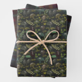 Feuille De Papier Cadeau Champignons Moody Bourgogne et Plaid vert (En situation)