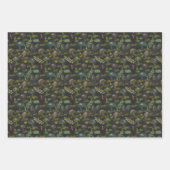 Feuille De Papier Cadeau Champignons Moody Bourgogne et Plaid vert (Devant)