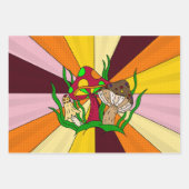 Feuille De Papier Cadeau Champignons Retro Nostalgale Abstrait Popart (Devant 3)