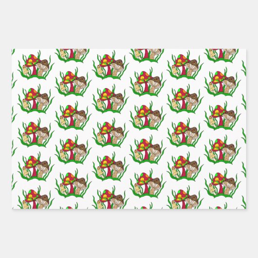 Feuille De Papier Cadeau Champignons Retro Nostalgale Abstrait Popart (Devant)