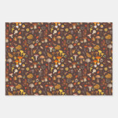 Feuille De Papier Cadeau Champignons sauvages sur brun (Devant 3)