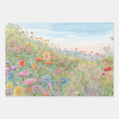 Feuille De Papier Cadeau Champs Fleurs sauvages Pastel | Découpage poids lo (Devant 3)