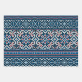 Feuille De Papier Cadeau Chandail d'hiver bleu scandinave et bracelet (Devant 3)