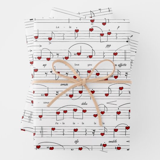 Feuille De Papier Cadeau Chanson d'amour Musique Cœurs Partition (En situation)