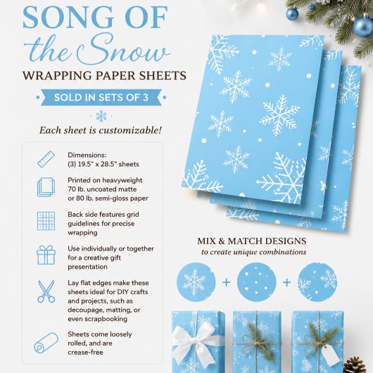 Feuille De Papier Cadeau Chanson de la Neige