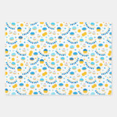 Feuille De Papier Cadeau Chanukah Dreidels Doughnut Gold Blue White (Devant 2)