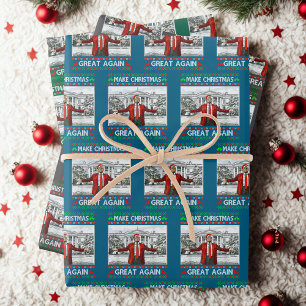 Feuille De Papier Cadeau Chapeau de Père Noël Trump   Faire à nouveau Noël 