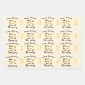 Feuille De Papier Cadeau Chariots de construction Nom et âge du garçon Anni (Devant 3)