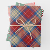 Feuille De Papier Cadeau Charmant motif moderne plaid vert l rouge Noël (En situation)