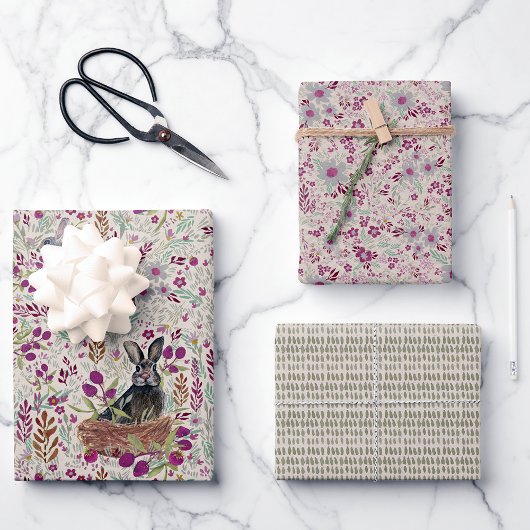 Feuille De Papier Cadeau Charmante Lapins Dans Les Paniers Mer Découpage De