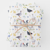 Feuille De Papier Cadeau Charme Rustique Agricole Poulets Floral (En situation)