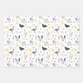 Feuille De Papier Cadeau Charme Rustique Agricole Poulets Floral (Devant)