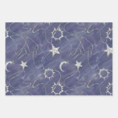 Feuille De Papier Cadeau Charming mystique | Étoiles de lune d'argent Sun A (Devant)