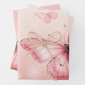 Feuille De Papier Cadeau charming pink butterflies (En situation)