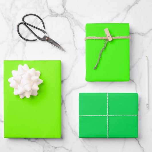 Feuille De Papier Cadeau Chartreuse Plaine Harlequin Vert Tons 3 Tones (Recto)