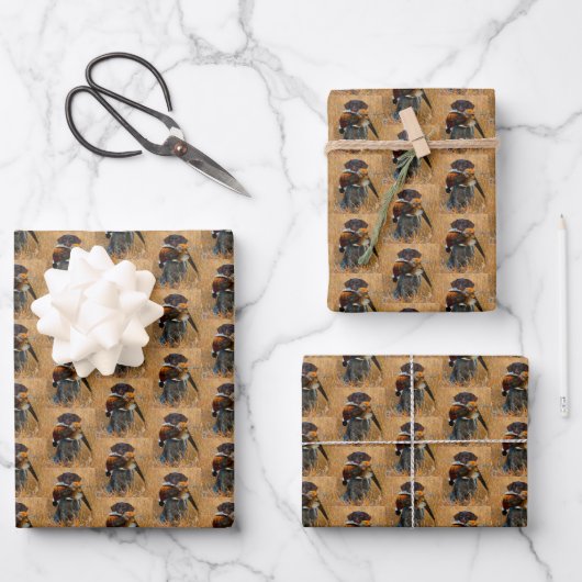 Feuille De Papier Cadeau Chasse Chien Avec Pheasant Jeu Chasse Oiseaux Spor (Recto)