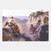 Feuille De Papier Cadeau "Chasseurs de chevaux sauvages" par Charles M Russ (Devant)