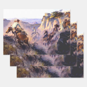 Feuille De Papier Cadeau "Chasseurs de chevaux sauvages" par Charles M Russ