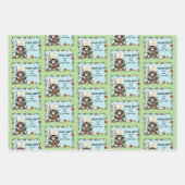 Feuille De Papier Cadeau Chat cadeau de Noël Green Funny (Devant)