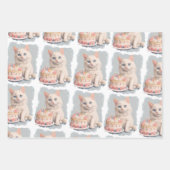 Feuille De Papier Cadeau Chat d'anniversaire mignon (Devant)