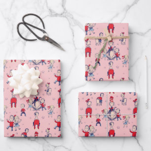 Feuille De Papier Cadeau Chat Dans Le Casquette   Avec Motif pour enfants