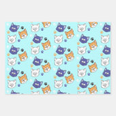 Feuille De Papier Cadeau Chat de caricature enjoué (Devant 3)