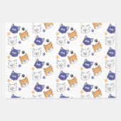 Feuille De Papier Cadeau Chat de caricature enjoué (Devant 2)