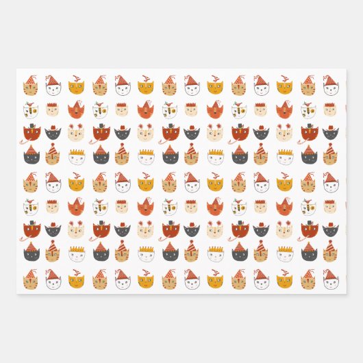 Feuille De Papier Cadeau Chat de fête (Devant 3)