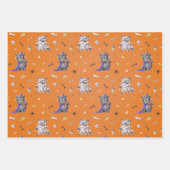 Feuille De Papier Cadeau Chat de Halloween drôle (Devant 3)