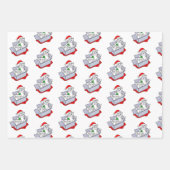 Feuille De Papier Cadeau Chat de Noël et d'Anniversaire orange, blanc et gr (Devant 2)