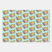 Feuille De Papier Cadeau Chat de Pâques Orange (Devant 2)