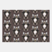 Feuille De Papier Cadeau Chat de sorcière Halloween Déplaisant Portrait mig (Devant 3)